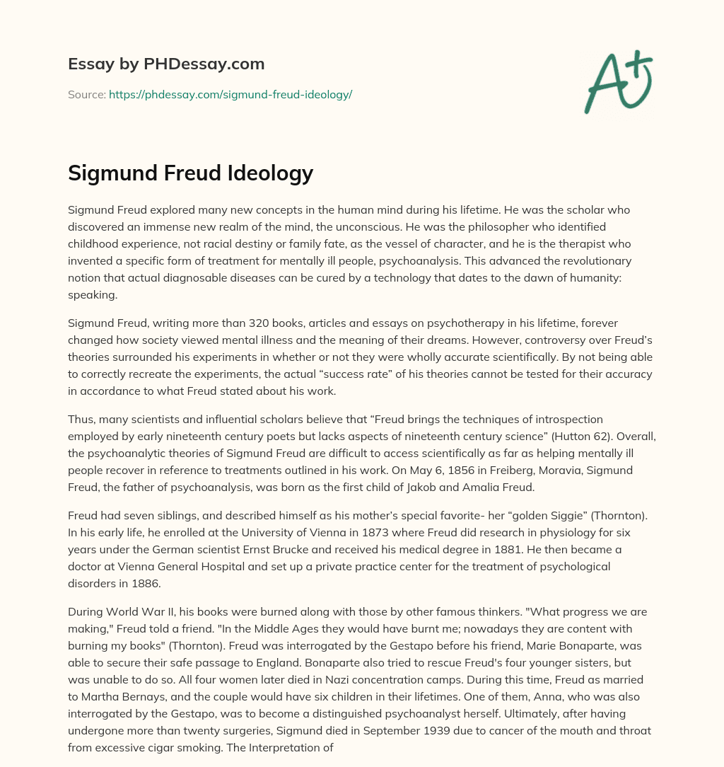 Sigmund Freud Ideology essay