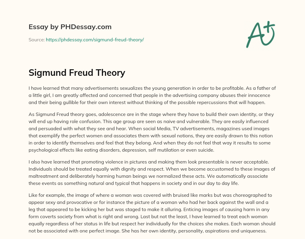 essay about sigmund freud theory