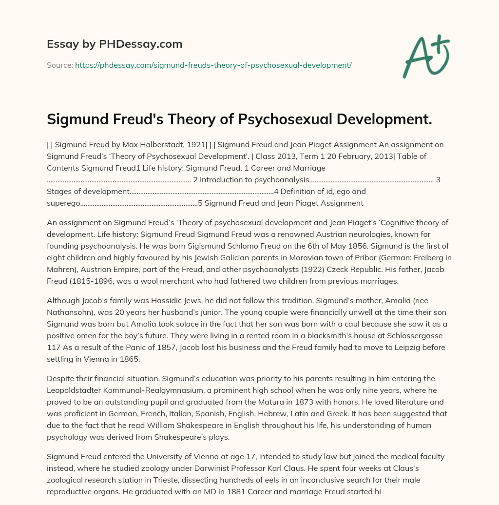Sigmund Freuds Theory Of Psychosexual Development