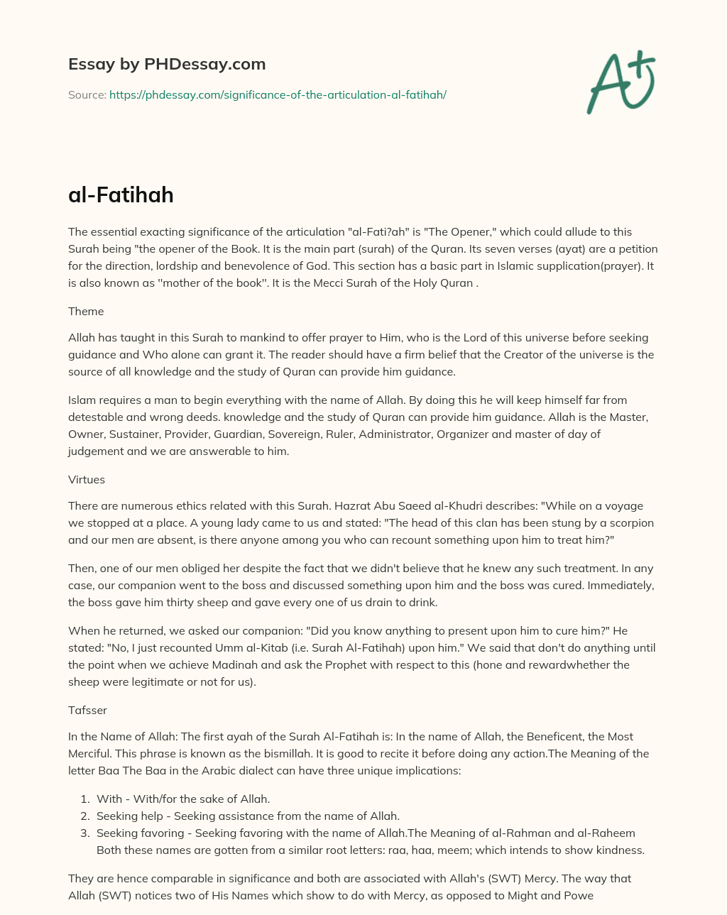 The Significance of Surah al-Fatiha in Islamic Prayer and Belief essay
