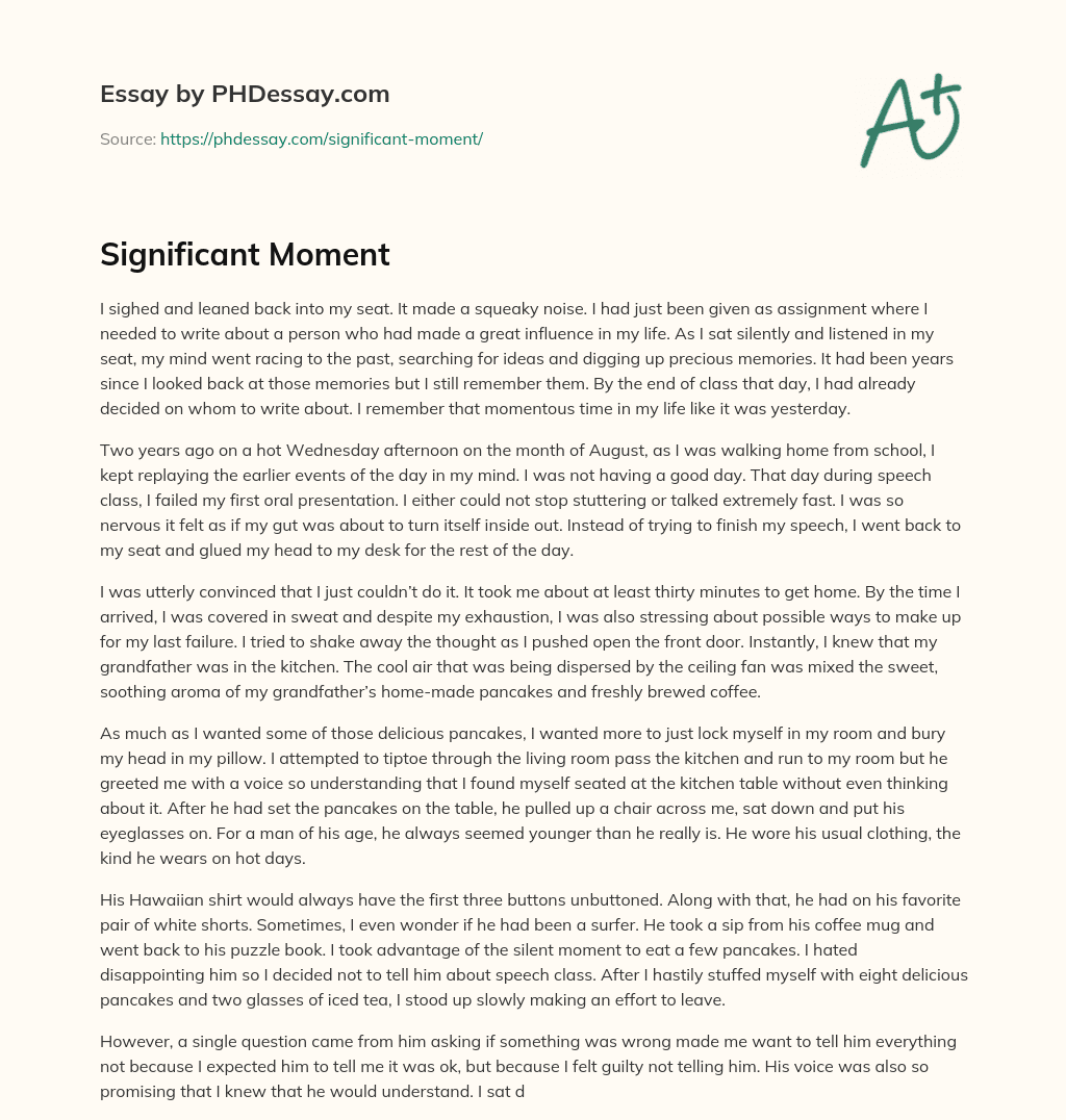 Significant Moment essay