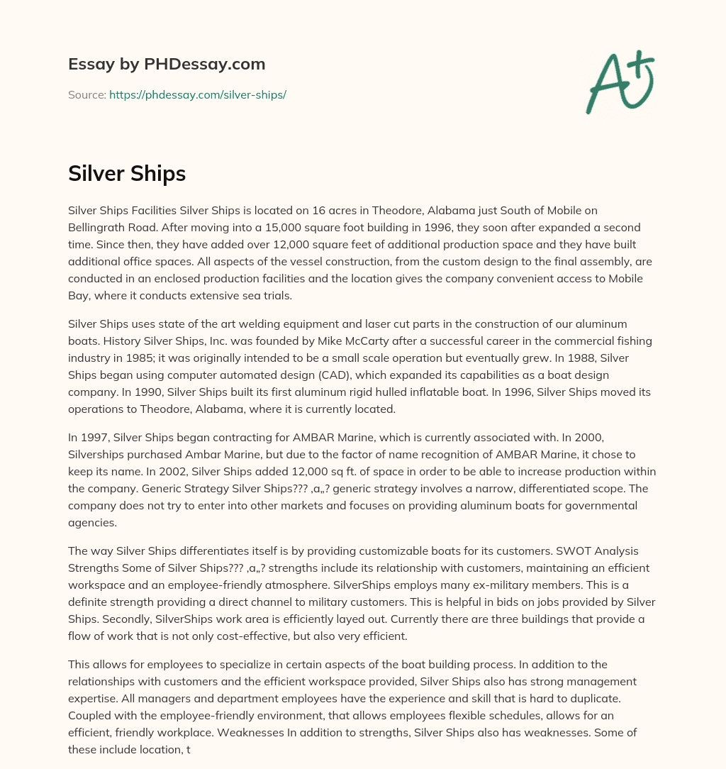 Silver Ships essay