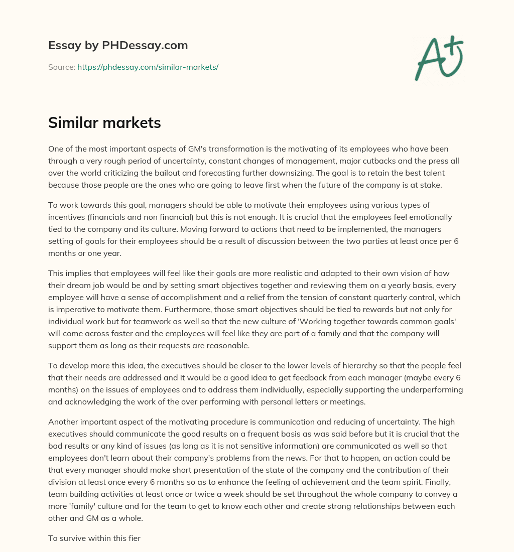 Similar markets essay
