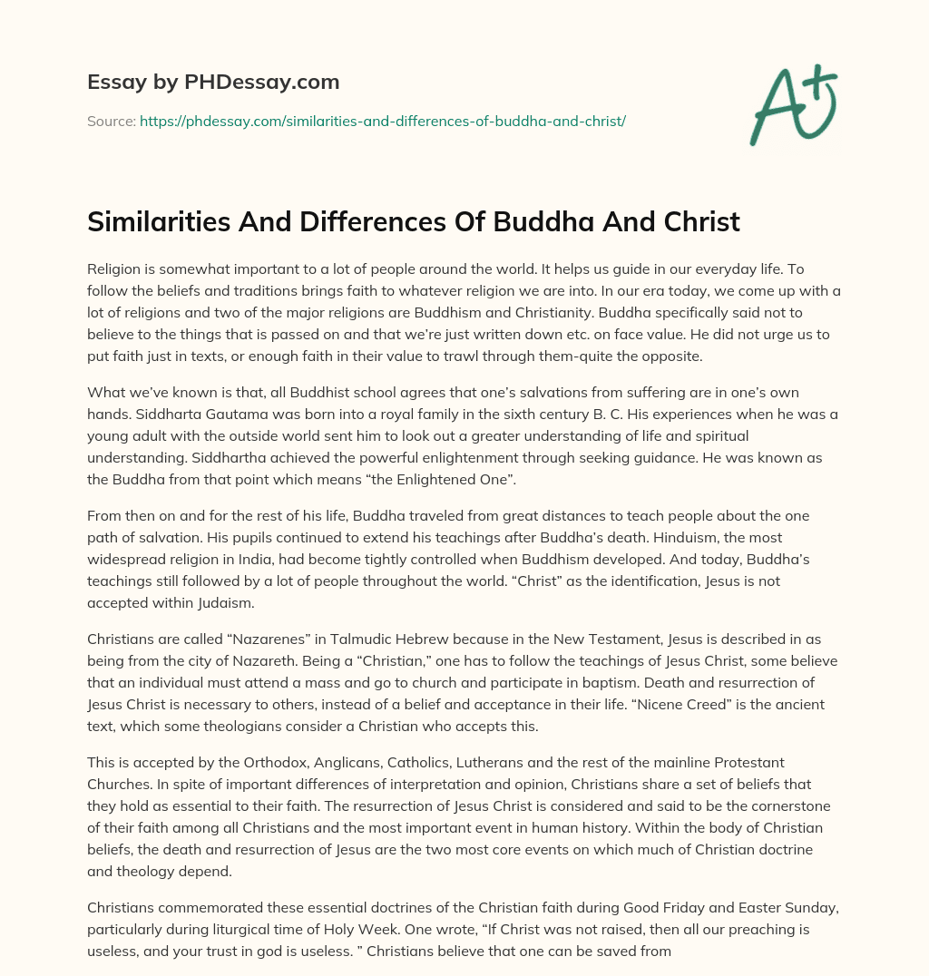 Similarities And Differences Of Buddha And Christ essay