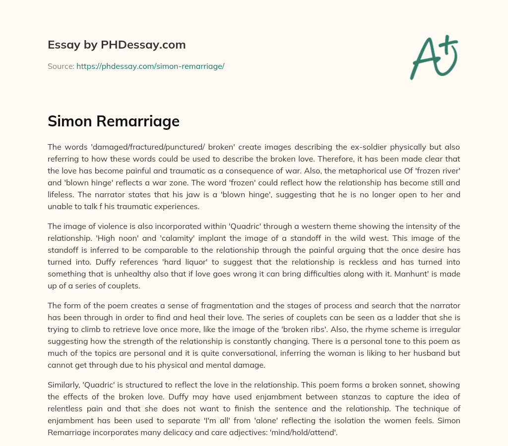 Simon Remarriage essay