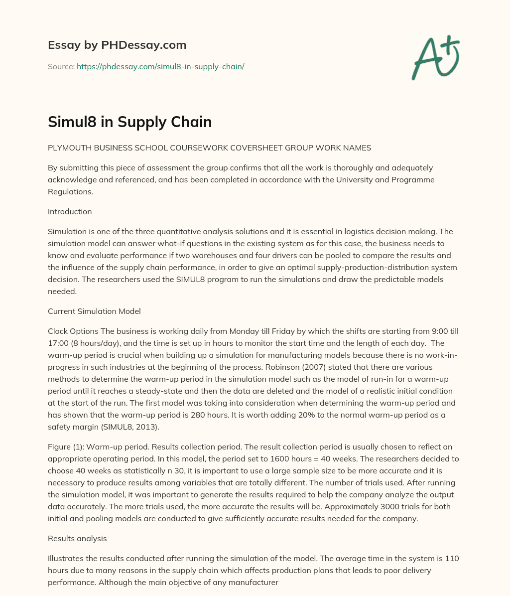 Simul8 in Supply Chain essay