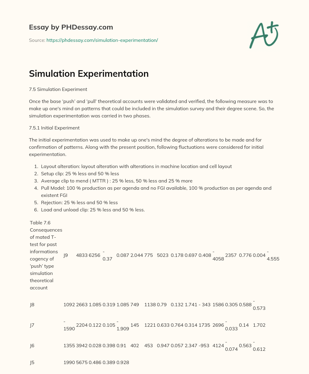 Simulation Experimentation essay