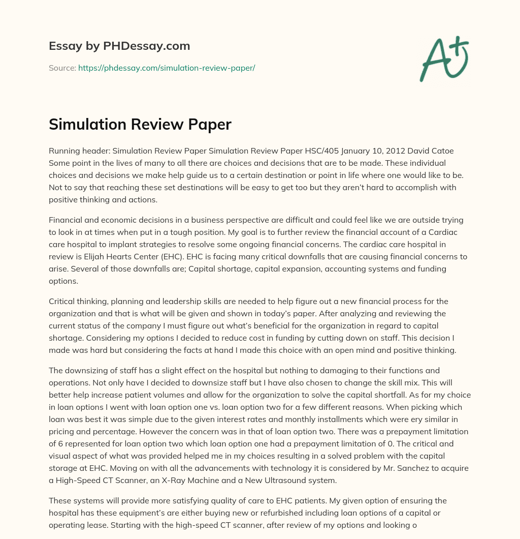 Simulation Review Paper essay