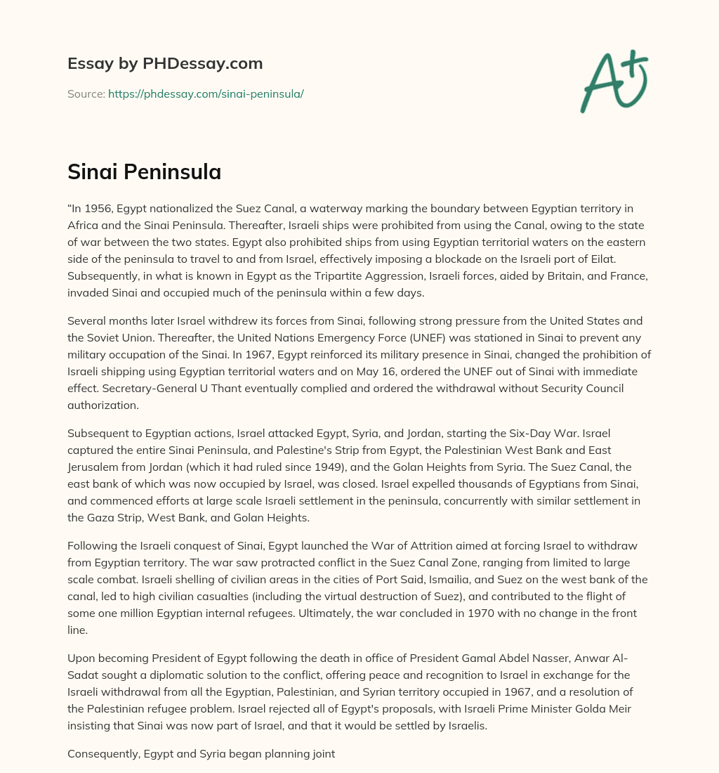 Sinai Peninsula essay