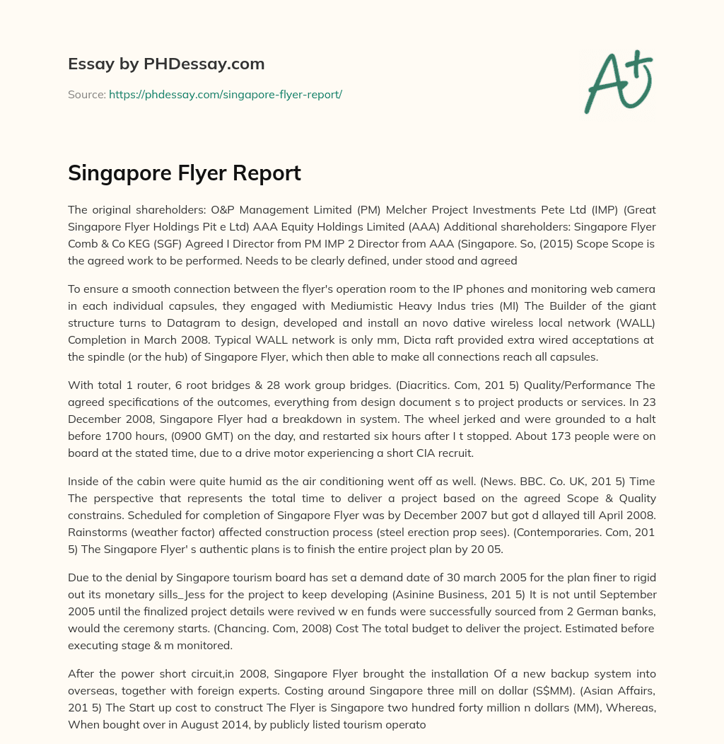 Singapore Flyer Report essay