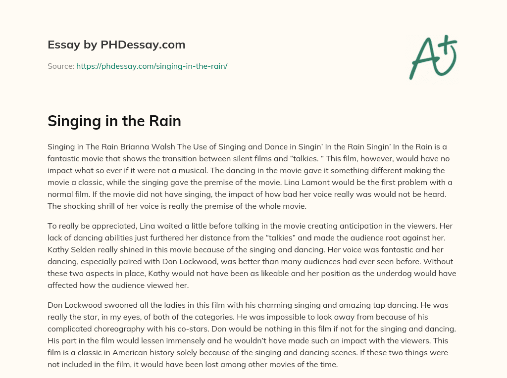 Singing in the Rain essay