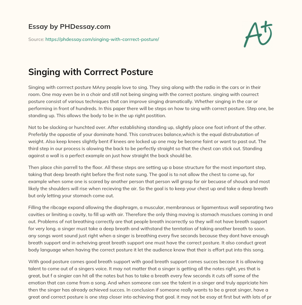 Singing with Corrrect Posture essay