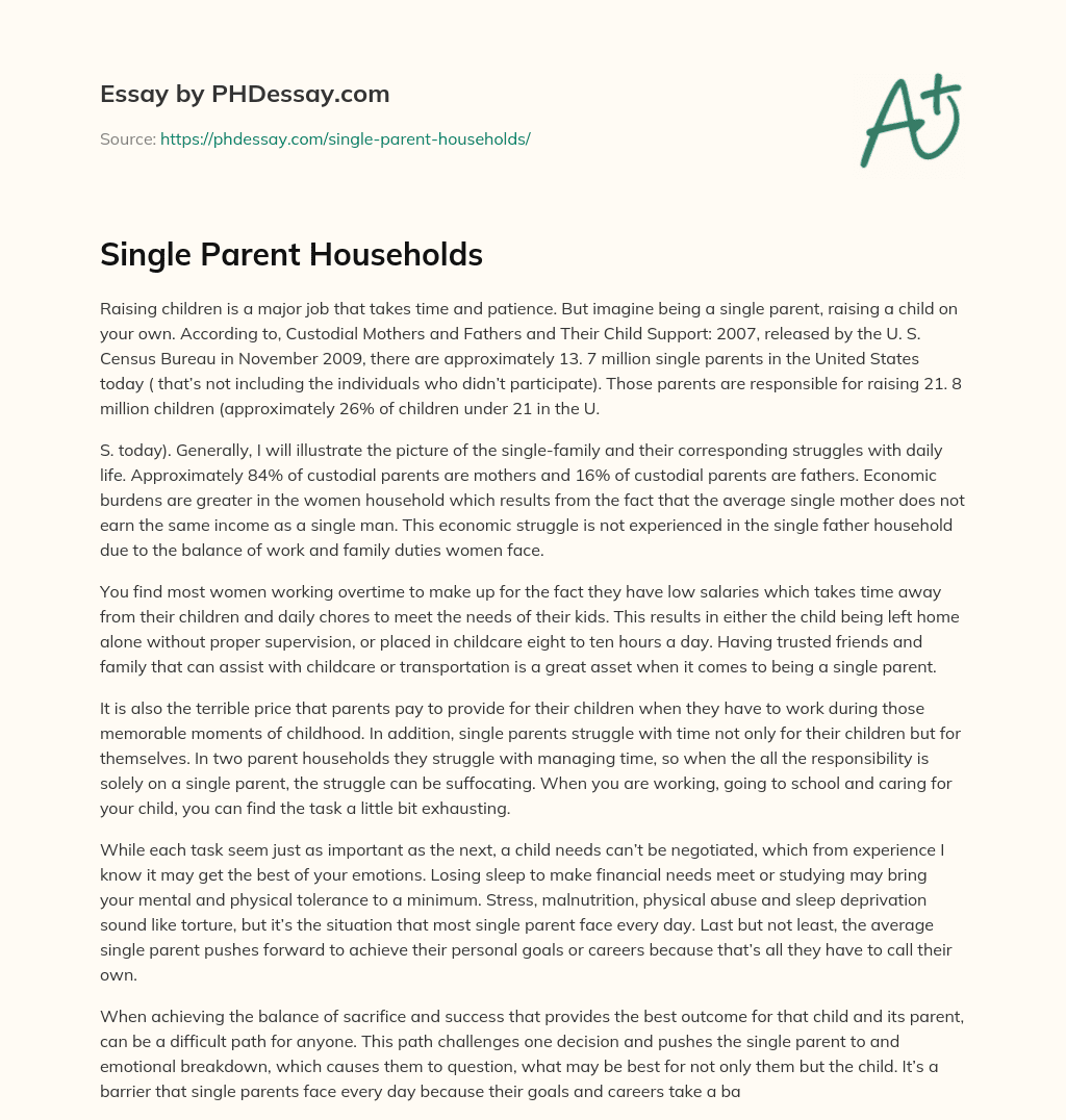 Single Parent Households essay