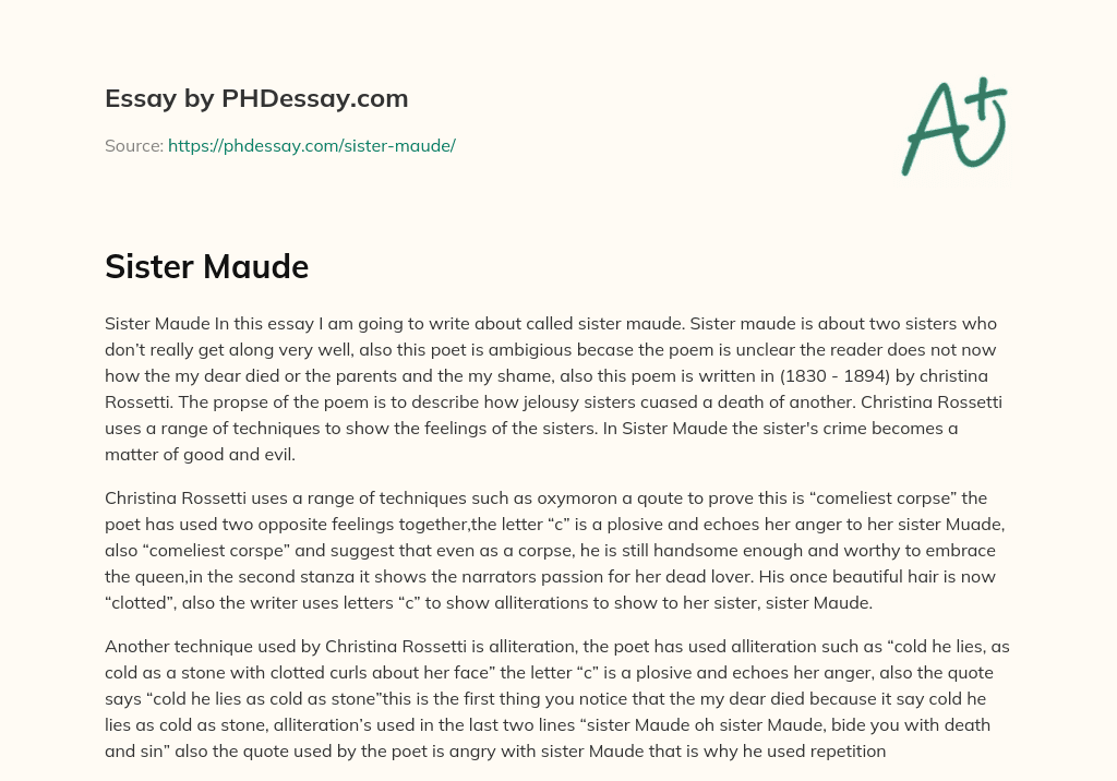 Sister Maude essay