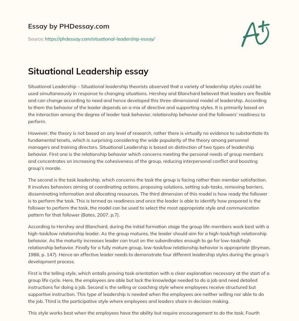Situational Leadership essay essay