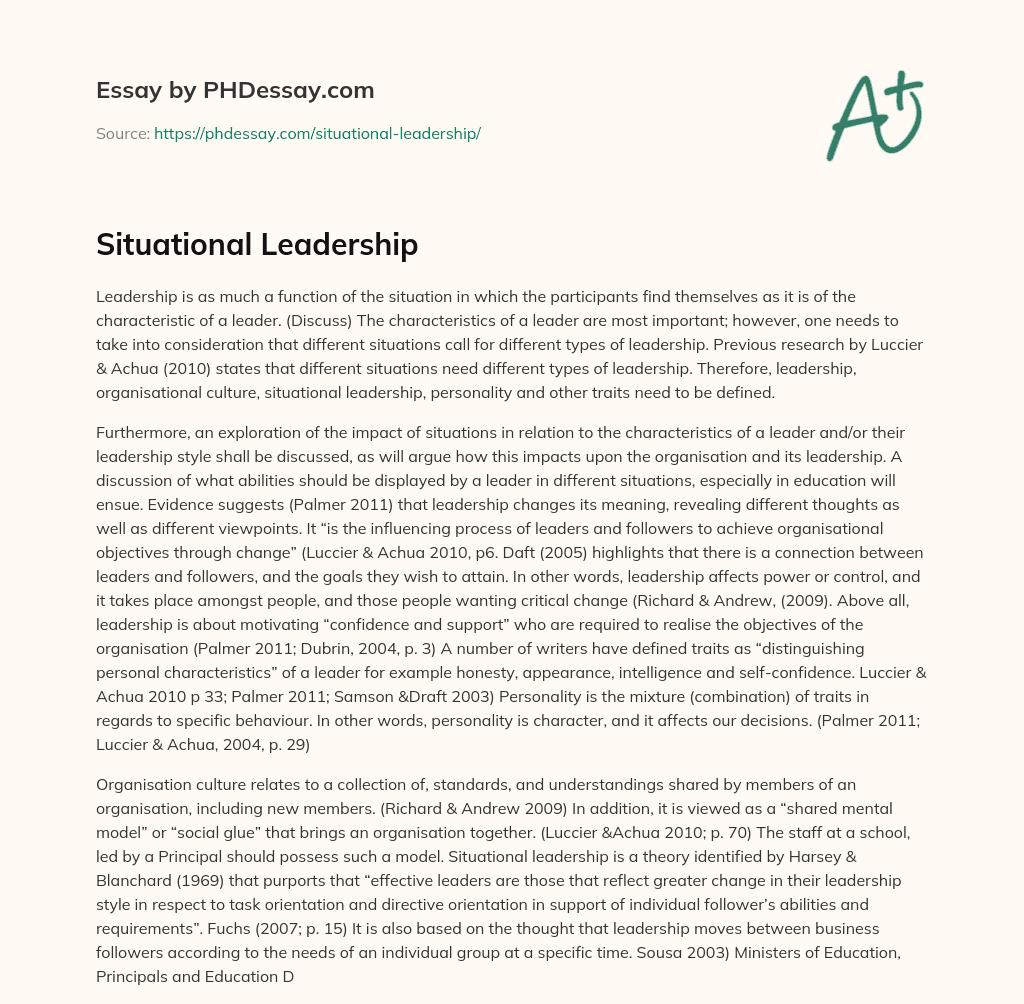 Situational Leadership essay