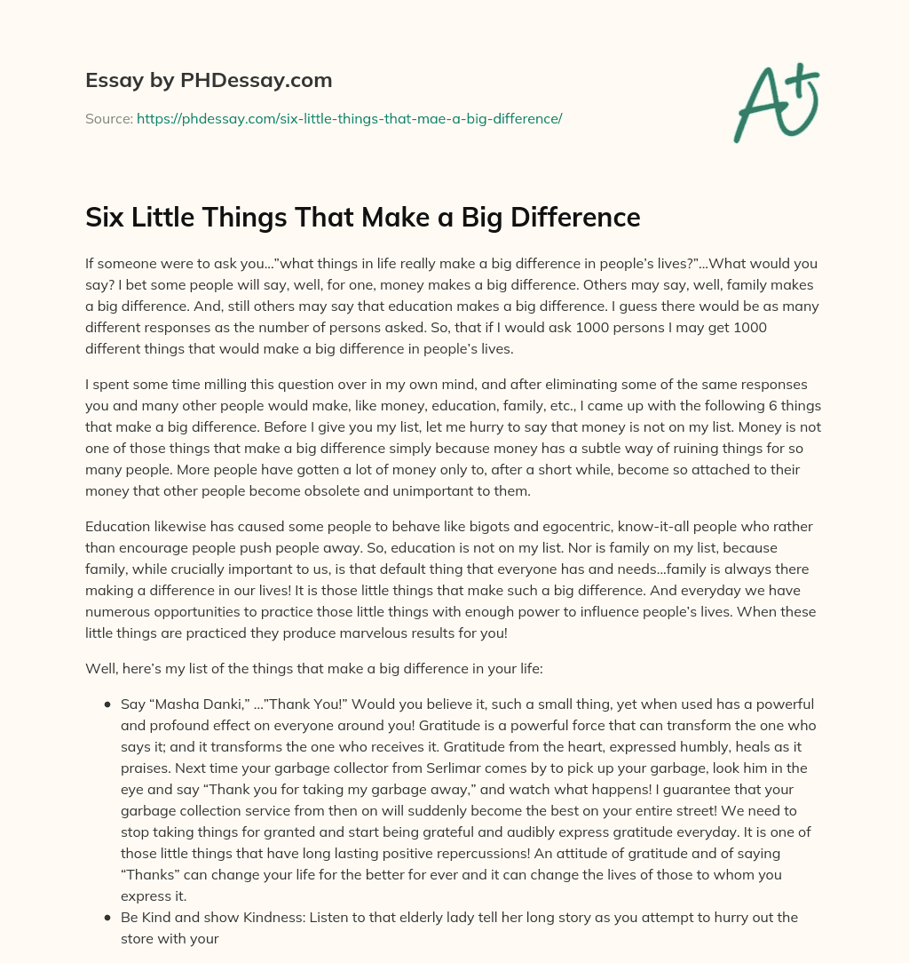 little things make a big difference essay