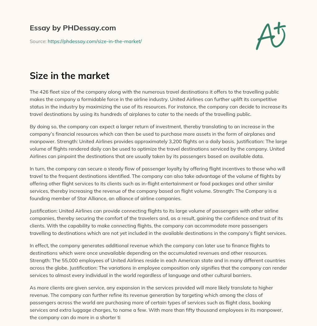 Size in the market essay