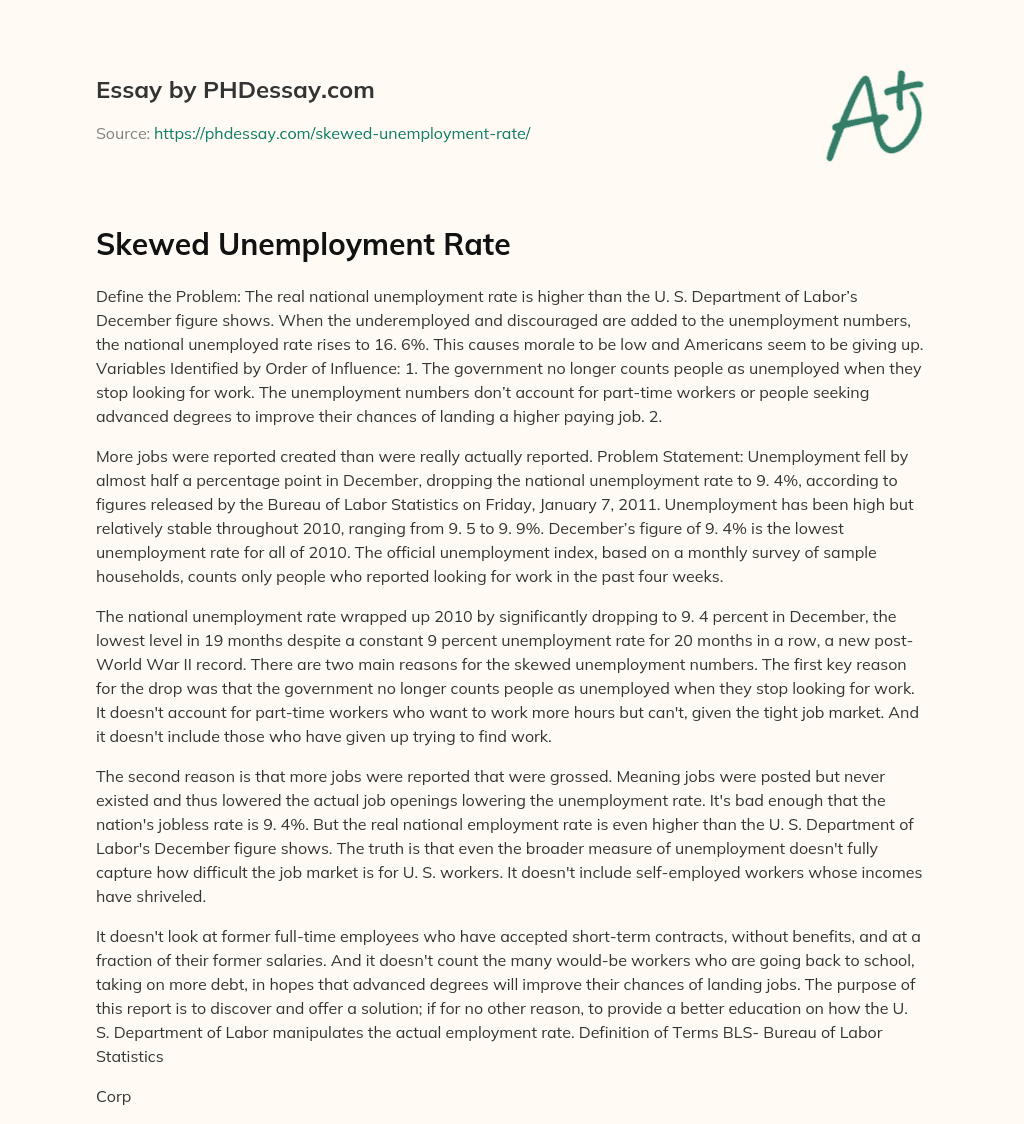 Skewed Unemployment Rate essay