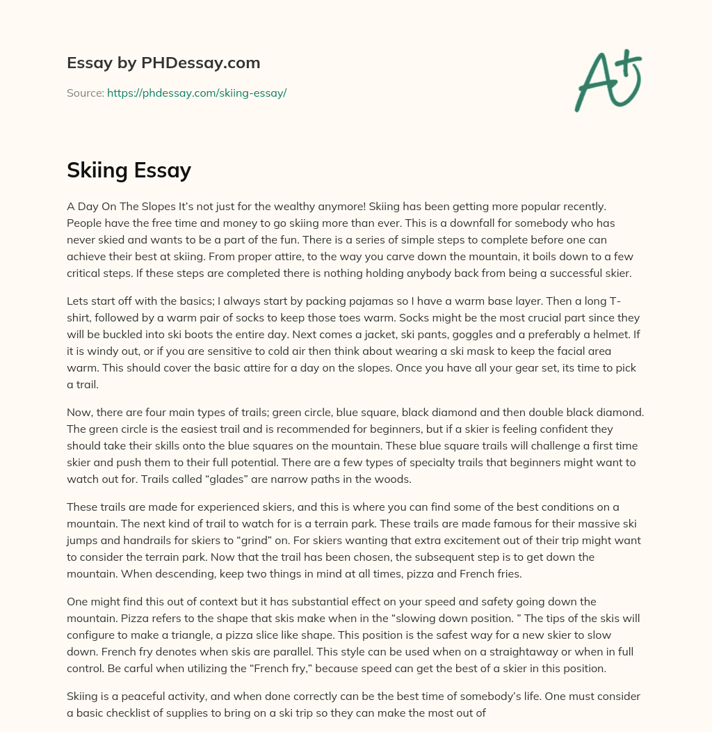 essay about skiing trip