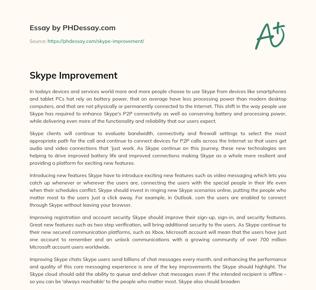 Skype Improvement essay