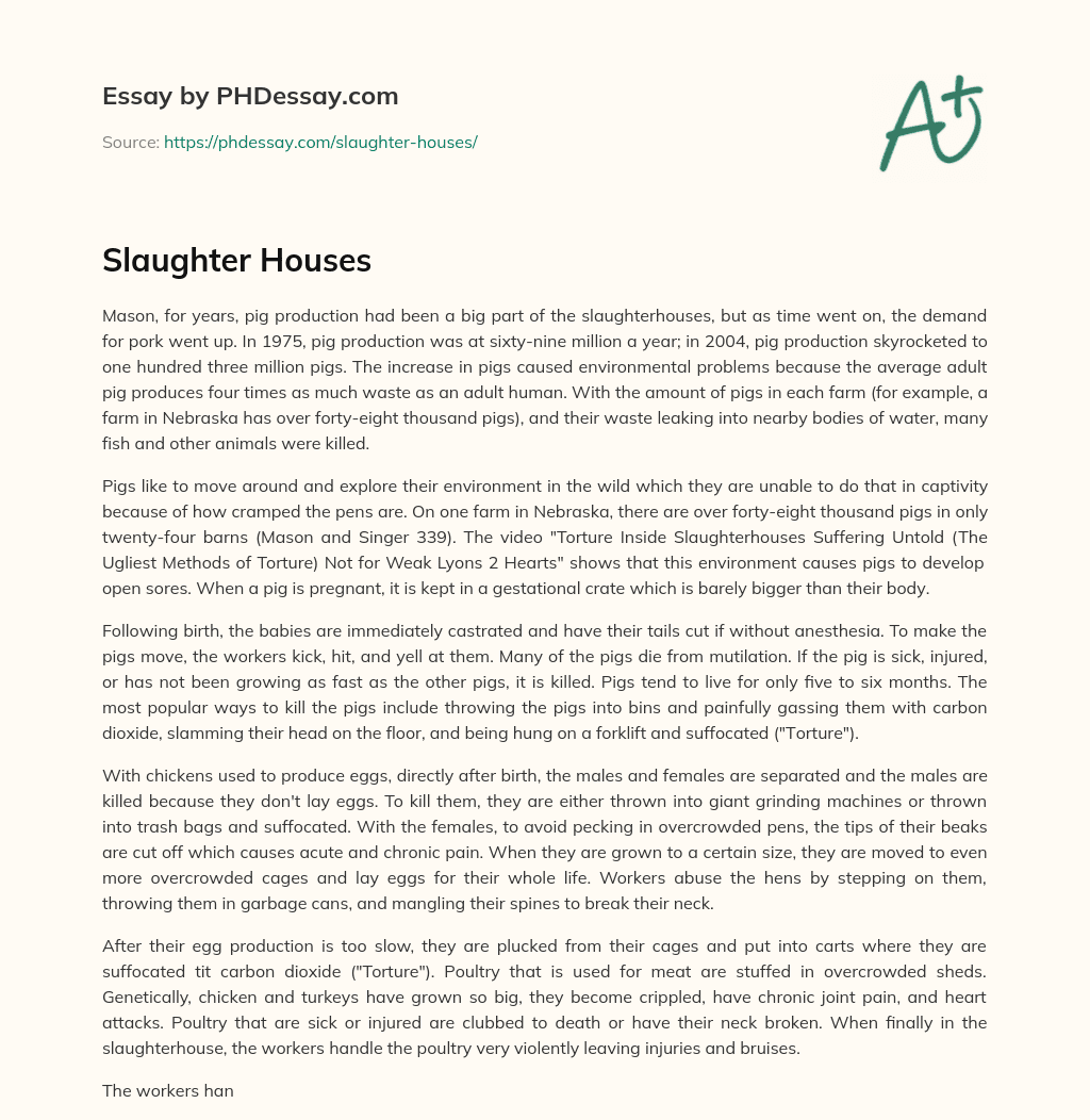 Slaughter Houses essay
