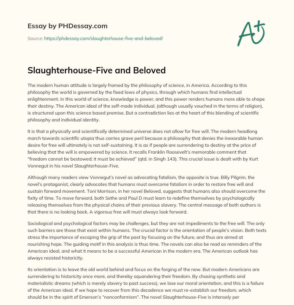 Slaughterhouse-Five and Beloved essay