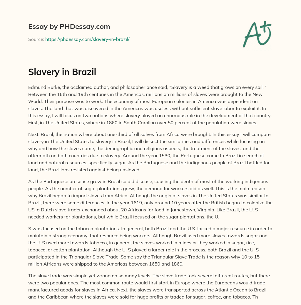 Slavery in Brazil essay