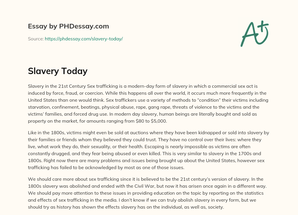 Slavery Today essay