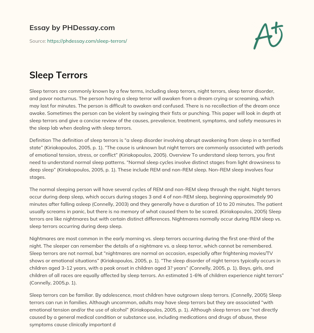 Sleep Terrors essay