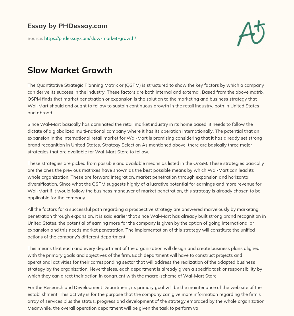 Slow Market Growth essay