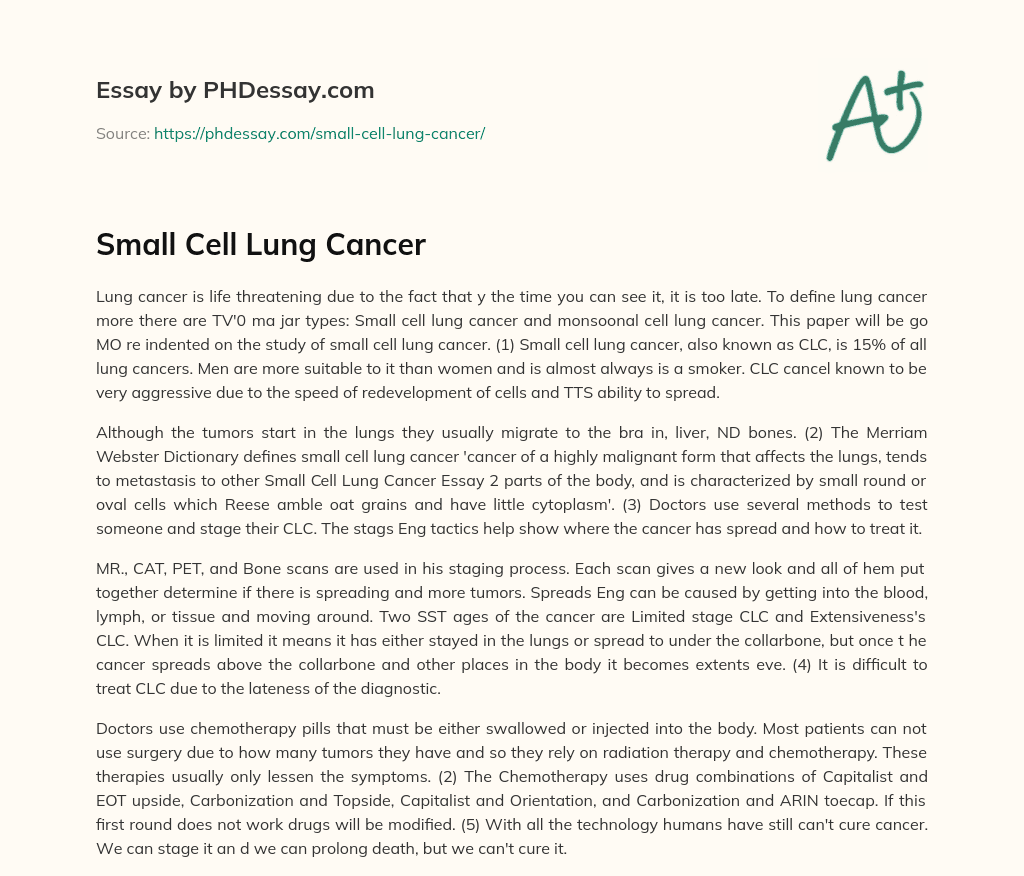 lung cancer report essay