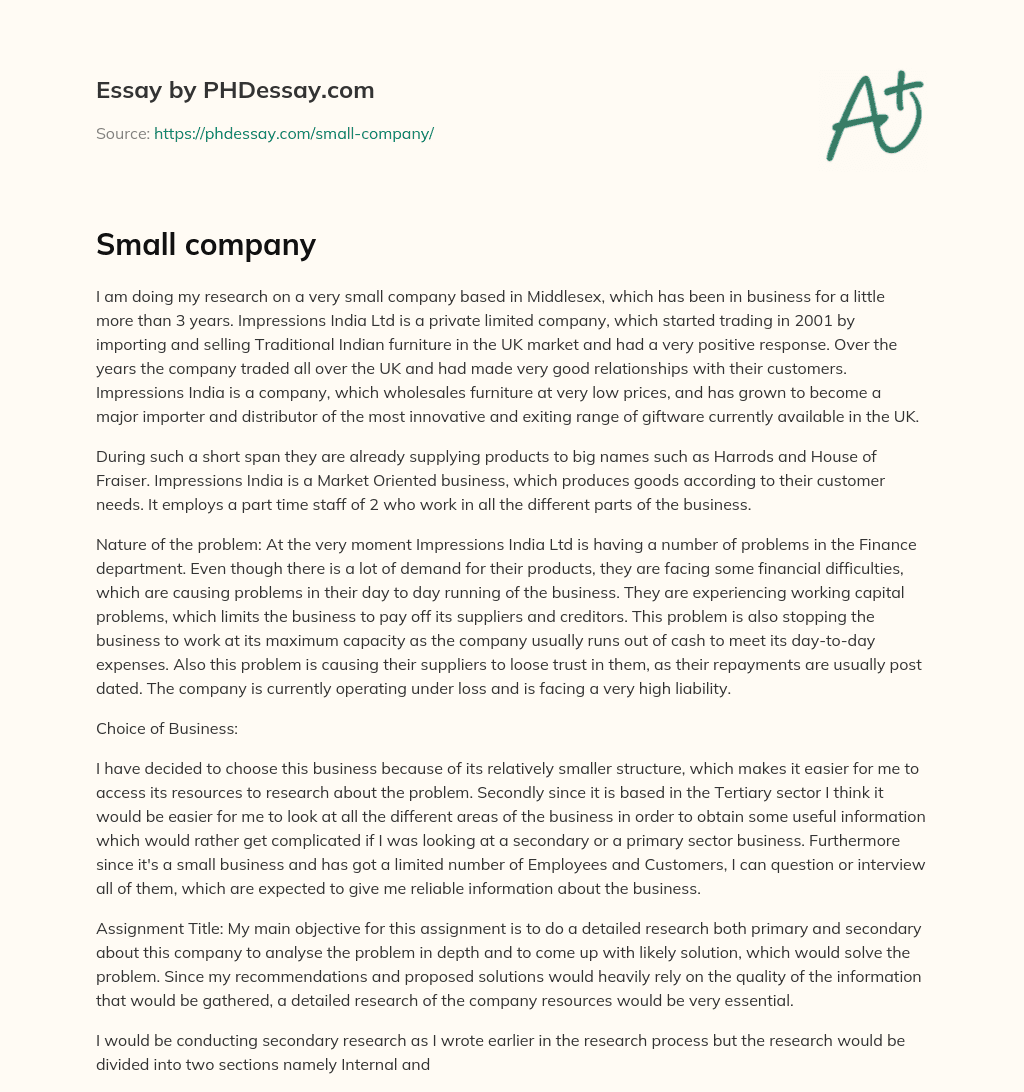Small company essay