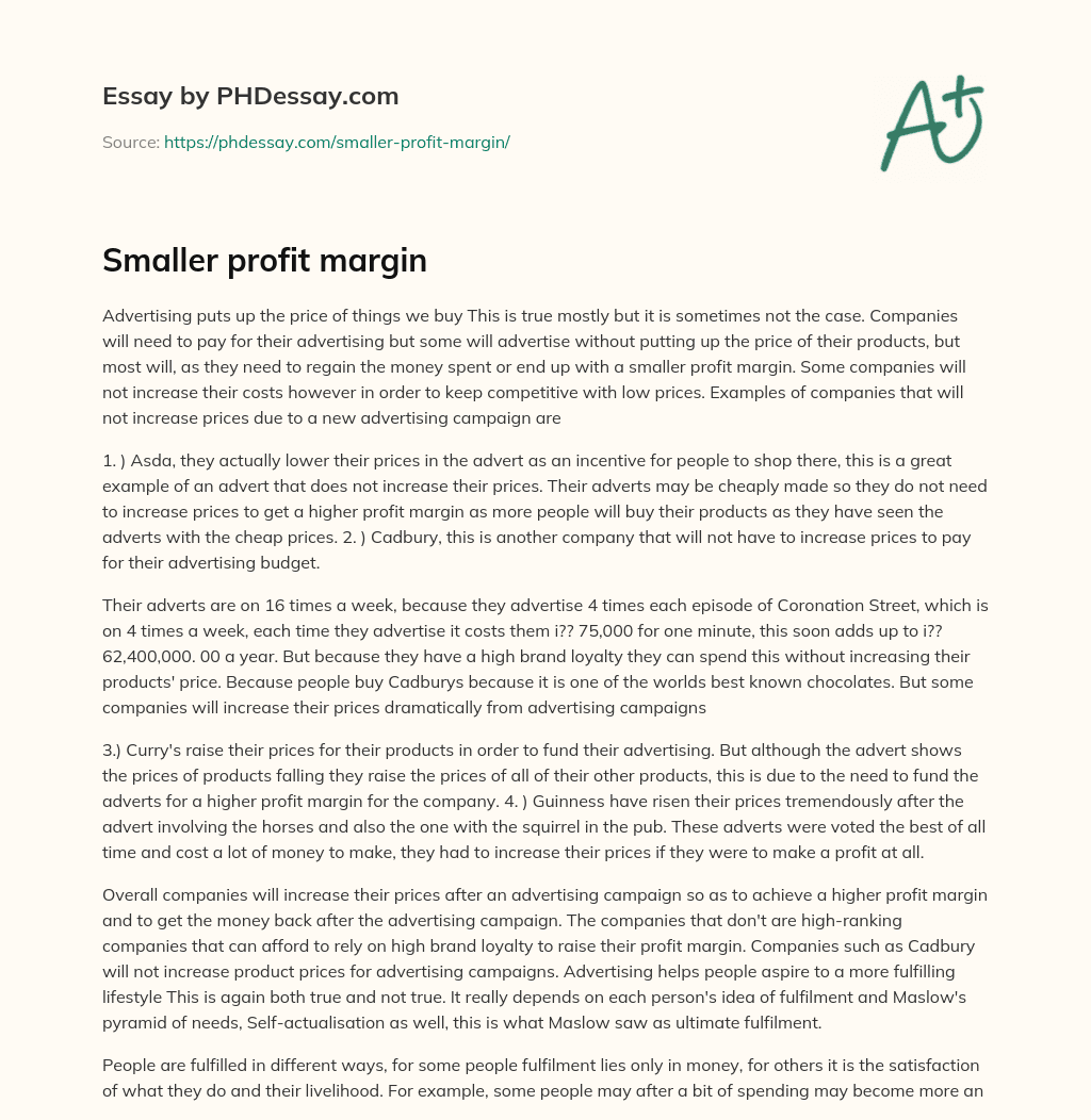 Smaller profit margin essay