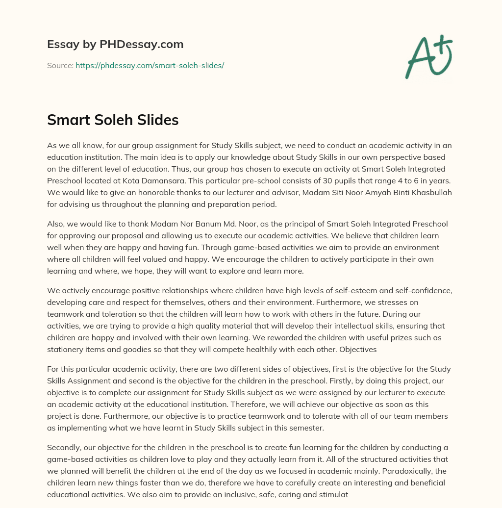 Smart Soleh Slides essay