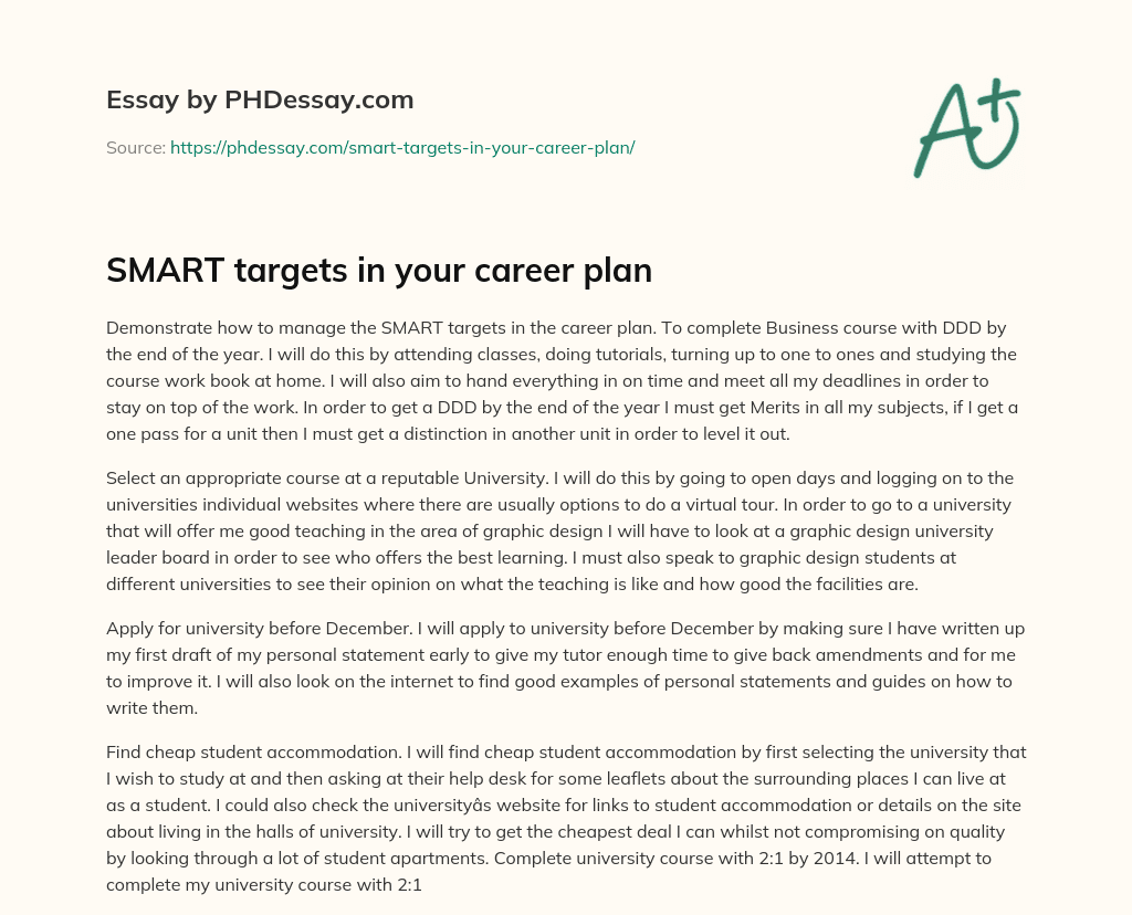 SMART targets in your career plan essay