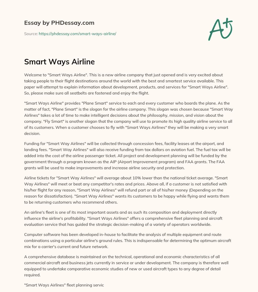 Smart Ways Airline essay