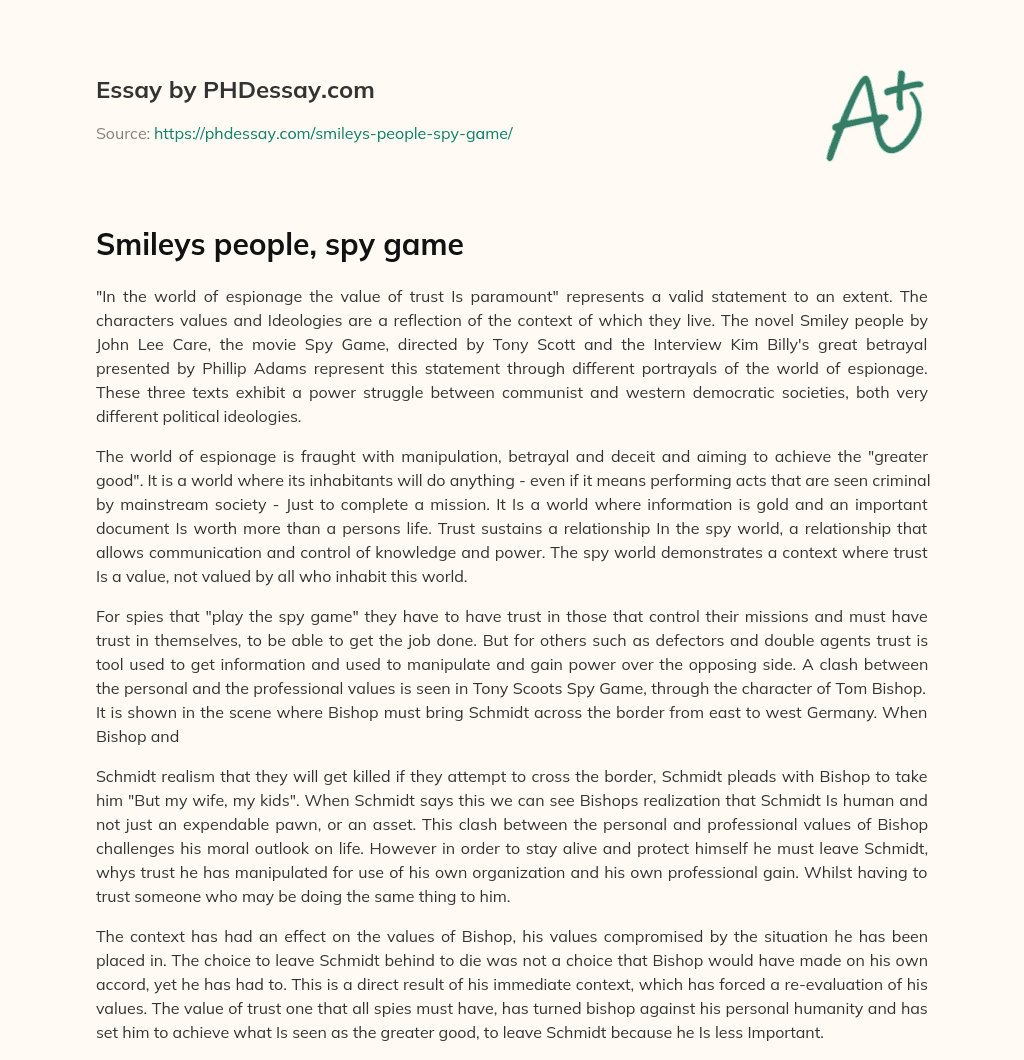 Smileys people, spy game essay