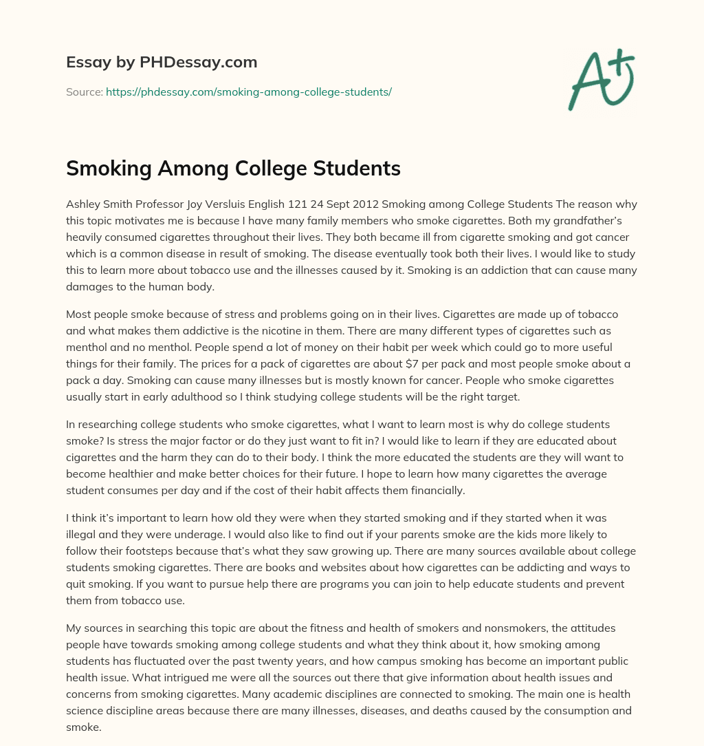 Smoking Among College Students essay