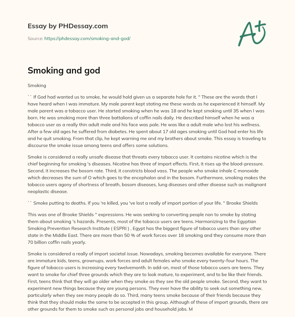 Smoking and god essay