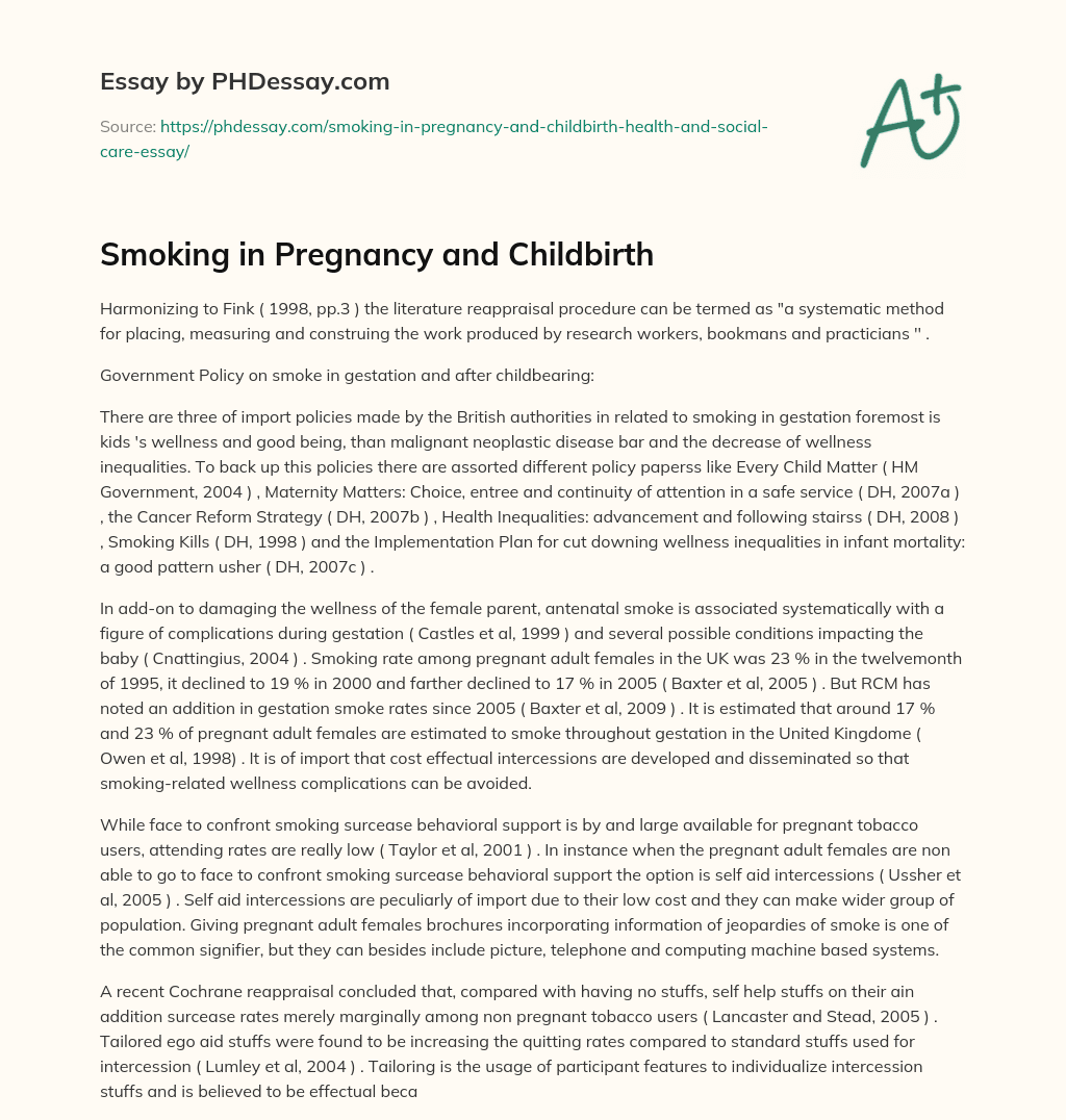 essay on smoking during pregnancy