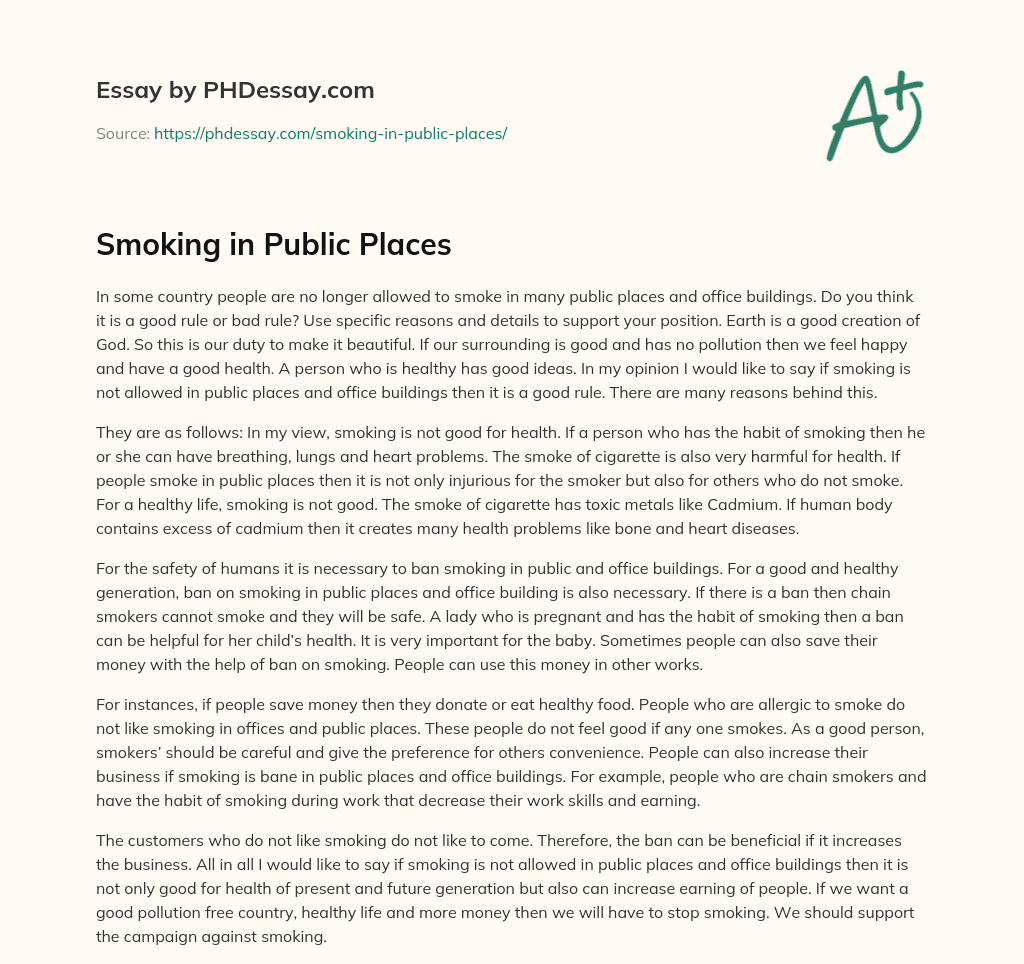 should smoking be allowed in public places essay