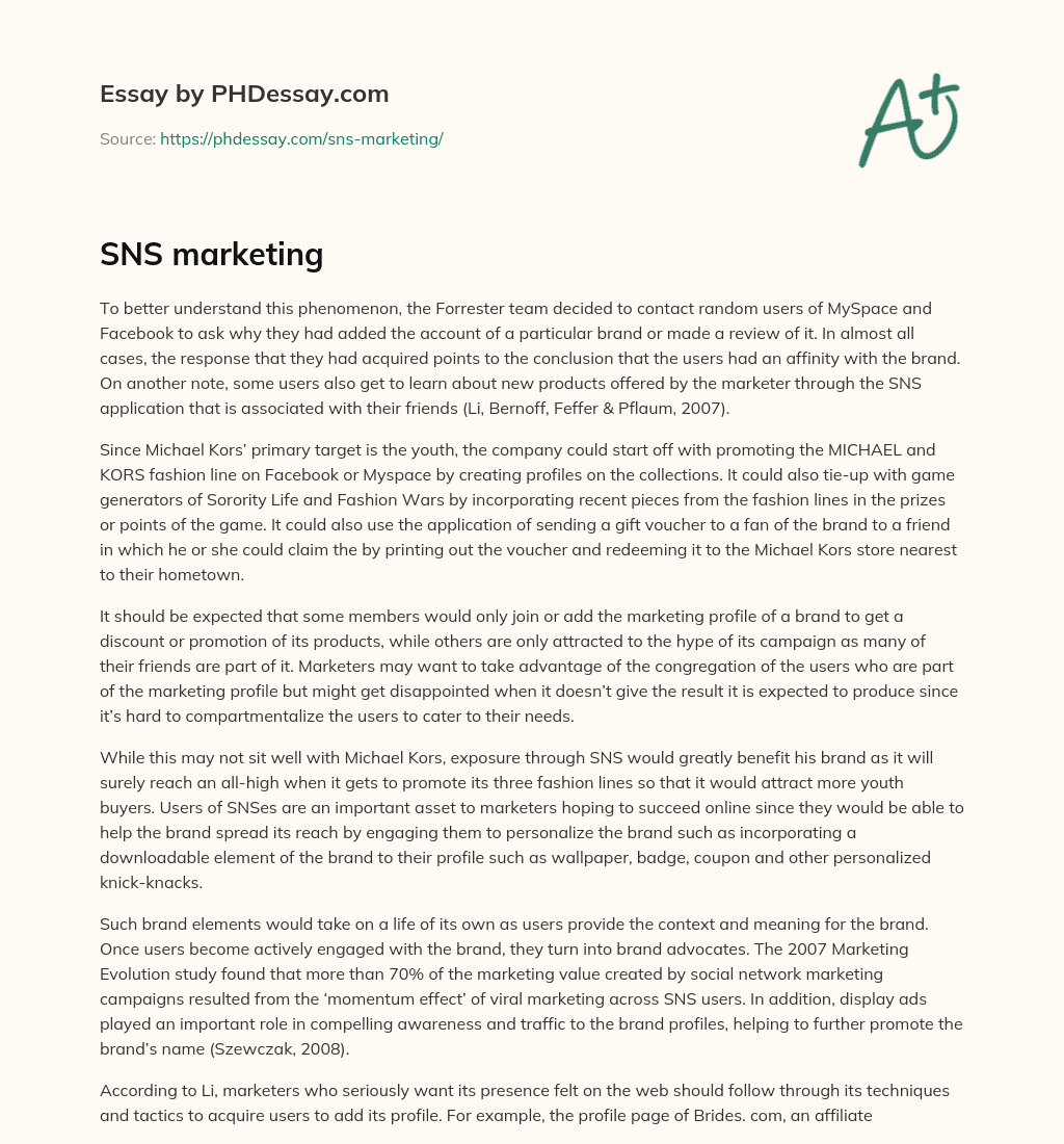 SNS marketing essay