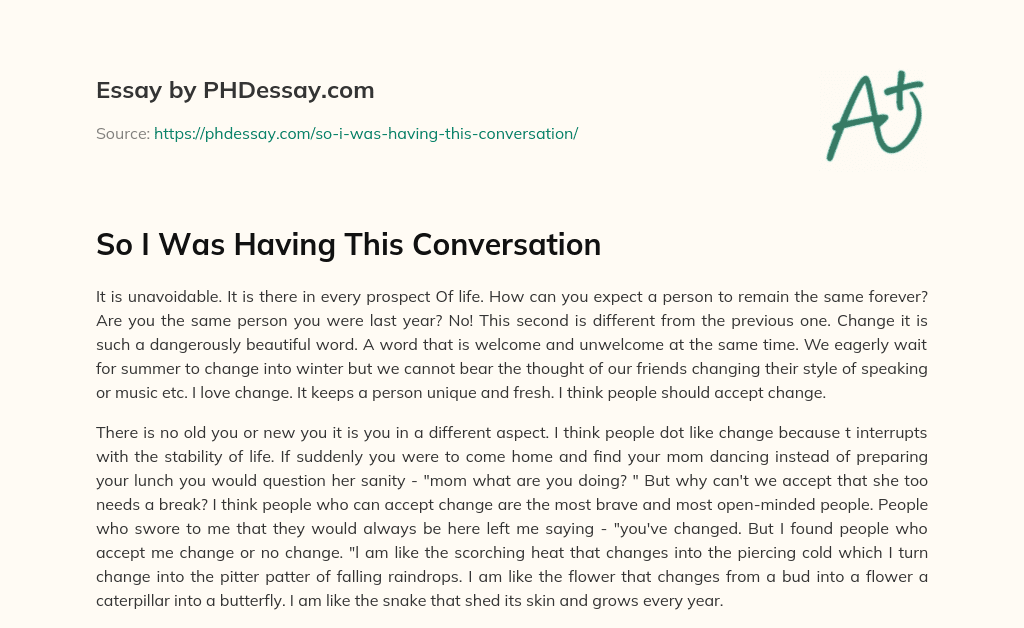 So I Was Having This Conversation essay