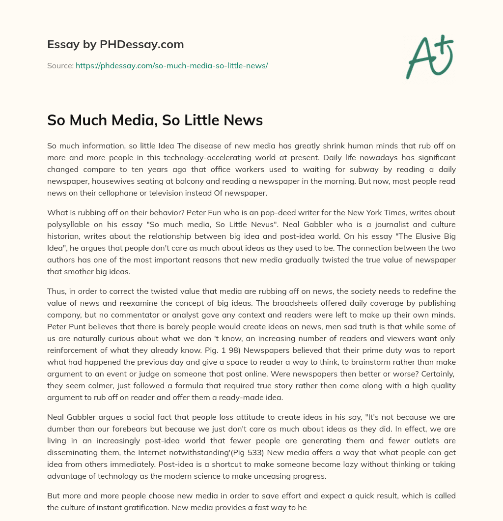 So Much Media, So Little News essay
