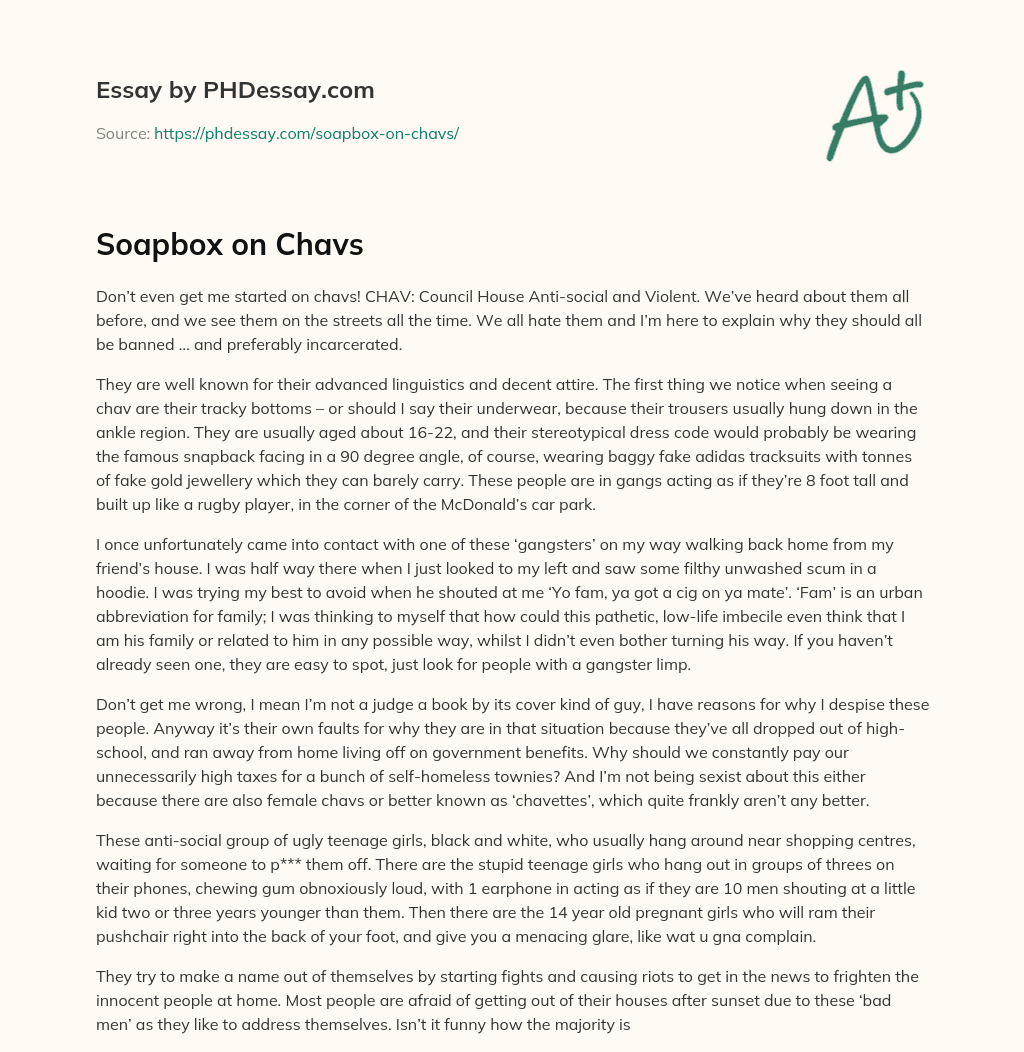 Soapbox on Chavs essay