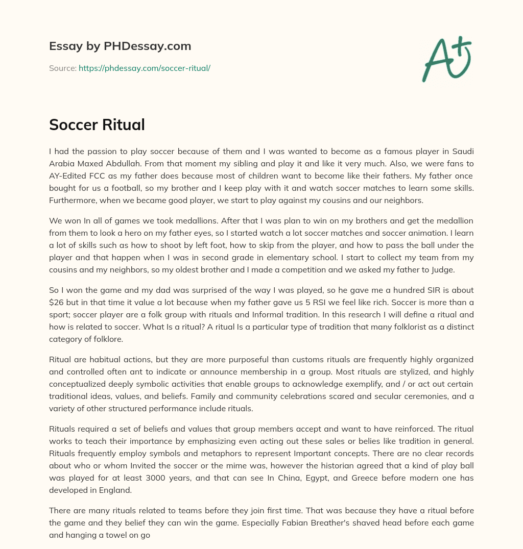 My Passion for Soccer: From Childhood Dreams to Victories essay