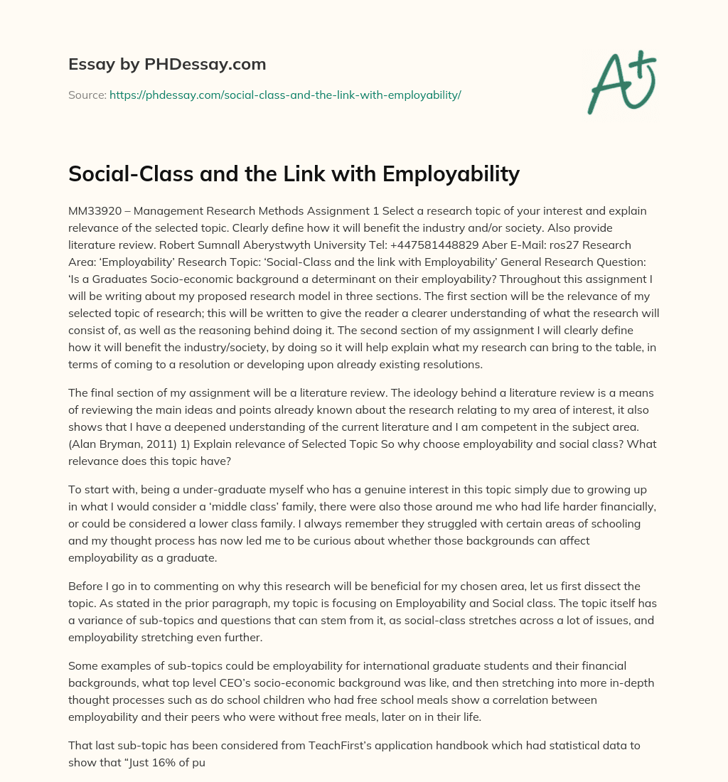 Social-Class and the Link with Employability essay