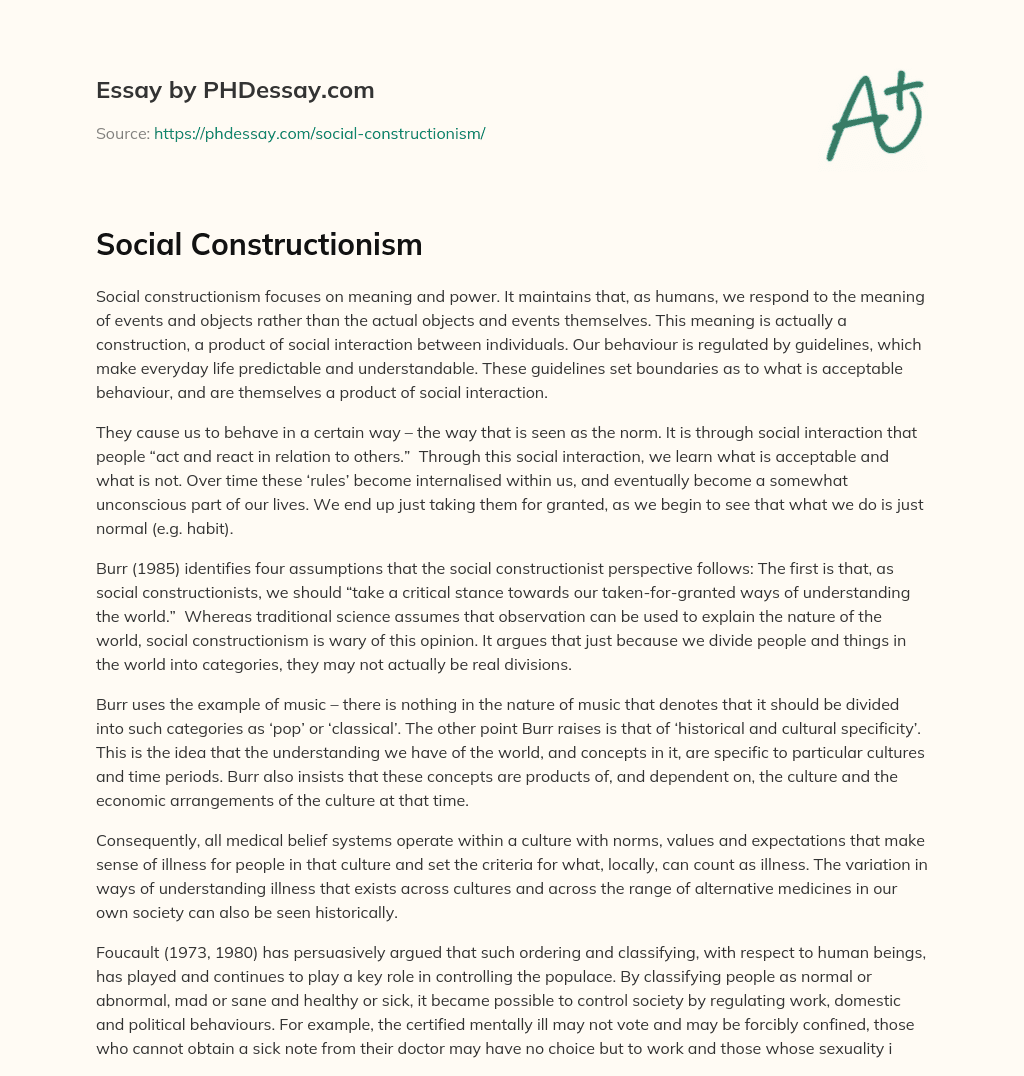 Social Constructionism essay