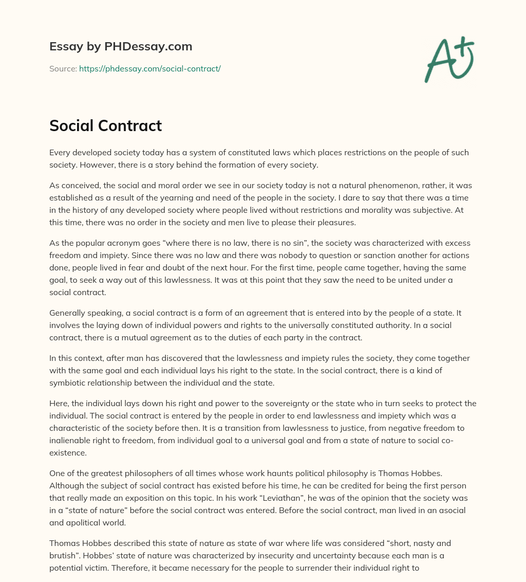 Social Contract essay
